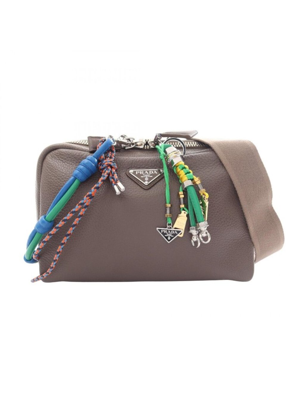 Prada Shoulder Bag VIT.DAINO Greige Multi Leather Triangle Logo 2-Way
